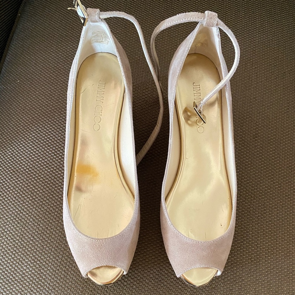 Brand New Jimmy Choo Pacific 70 Nude Suede sandals